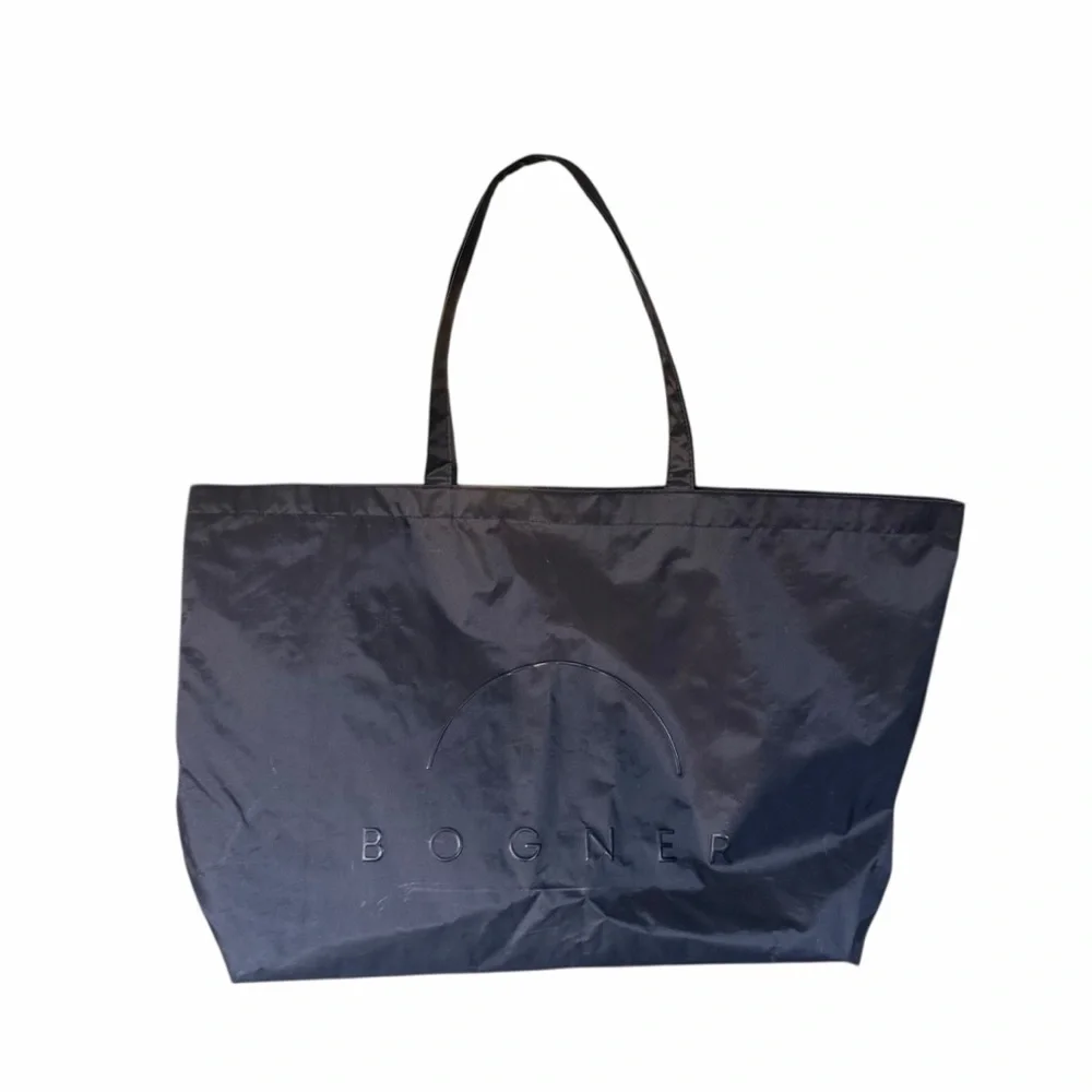 Bogner Large Black Nylon Top Zipper Top Handle Tote Bag